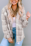 Khaki Plaid Removable Hood Buttoned Shacket