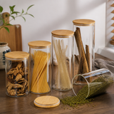 Glass Sealed Storage Jar Airtight Moisture-Proof Canister for Grains Herbs Tea Spices Kitchen Pantry Organization