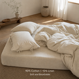 Linen-Blend 4-Piece Bedding Set – 90% Cotton / 10% Linen – Soft & Breathable
