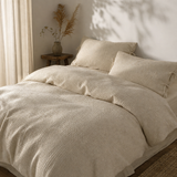 90% Cotton 10% Linen 4-Piece Fitted Sheet Bedding Set – Breathable & Soft