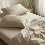 90% Cotton 10% Linen 4-Piece Fitted Sheet Bedding Set – Breathable & Soft