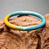 Gradient Yellow-Blue Minimalist Slim Artisan Lacquer Bangle