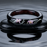 Matte Black Orchid Hand-Painted Artisan Lacquer Bangle