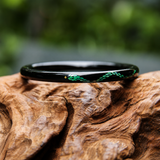 Black Lacquer Green Mother-of-Pearl Serpent Pattern Artisan Bangle