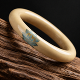 Gilded Blue Lotus Slim Artisan Lacquer Bangle