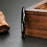 Black Lacquer Green Mother-of-Pearl Serpent Pattern Artisan Bangle