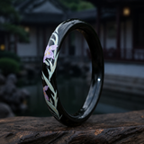 Matte Black Orchid Hand-Painted Artisan Lacquer Bangle