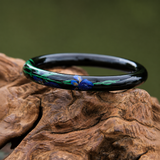 Ink Violet Swallow Floral Hand-Painted Artisan Lacquer Bangle