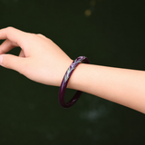 Violet Base Natural Lacquer Orchid Blossom Artisan Bangle