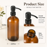 16oz Glass Soap Dispenser Bottle with Stainless Steel Pump – Refillable Lotion & Liquid Soap Dispenser