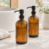 16oz Glass Soap Dispenser Bottle with Stainless Steel Pump – Refillable Lotion & Liquid Soap Dispenser
