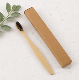 Natural Bamboo Toothbrush with Pig Bristle / Horsehair – Adult Flat-Head Wooden Handle Toothbrush for Sensitive Gums & Deep Cleaning