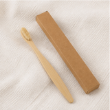 Natural Bamboo Toothbrush with Pig Bristle / Horsehair – Adult Flat-Head Wooden Handle Toothbrush for Sensitive Gums & Deep Cleaning