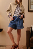 Parchment Plaid Liner Patchwork Single Breasted Trench Coat