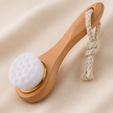 Bamboo Charcoal Facial Cleansing Brush – Long-Handled Beech Wood Face Scrubber with Soft Bristles for Deep Cleansing