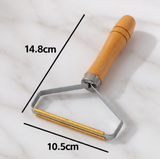 Wooden Handle Lint Remover – Double-Sided Metal Fabric Shaver Brush for Wool Coats