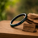 Ink Violet Swallow Floral Hand-Painted Artisan Lacquer Bangle