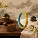Gradient Yellow-Blue Minimalist Slim Artisan Lacquer Bangle