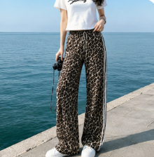 Leopard Print Wide Leg Pants Set | Casual Graphic Tee Vacation Streetwear Outfit