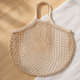 100% Cotton Handwoven Mesh Bag | Eco-Friendly Shopping Net Bag, Beach Fishing Tote