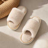 Open-Toe Plush Slippers for Women – Soft, Warm, Breathable & Lightweight Indoor Footwear