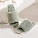 Open-Toe Plush Slippers for Women – Soft, Warm, Breathable & Lightweight Indoor Footwear