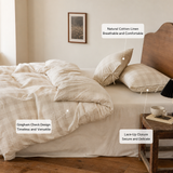 Linen-Blend 4-Piece Bedding Set – 90% Cotton / 10% Linen – Soft & Breathable