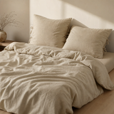 90% Cotton 10% Linen 4-Piece Fitted Sheet Bedding Set – Breathable & Soft