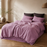 Pure Linen 4-Piece Fitted Sheet Bedding Set – Solid Color Minimalist Design