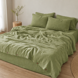 Pure Linen 4-Piece Fitted Sheet Bedding Set – Solid Color Minimalist Design