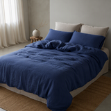 Pure Linen 4-Piece Fitted Sheet Bedding Set – Solid Color Minimalist Design