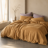 Pure Linen 4-Piece Fitted Sheet Bedding Set – Solid Color Minimalist Design