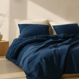 Washed Pure Linen 4-Piece Fitted Sheet Bedding Set – Nordic Style Solid Color