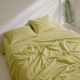 Washed Pure Linen 4-Piece Fitted Sheet Bedding Set – Nordic Style Solid Color