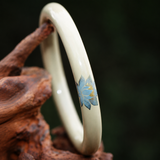 Gilded Blue Lotus Slim Artisan Lacquer Bangle
