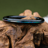 Black Lacquer Gold Inlay Mother-of-Pearl Fine Round Bangle