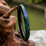 Ink Violet Swallow Floral Hand-Painted Artisan Lacquer Bangle