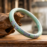 Purpleheart Wood Core Soft Green Orchid Artisan Lacquer Bangle