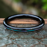 Black Lacquer Gold Inlay Mother-of-Pearl Fine Round Bangle