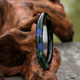 Ink Violet Swallow Floral Hand-Painted Artisan Lacquer Bangle