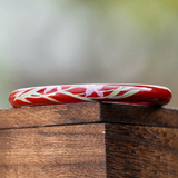 Vermilion Red Orchid Hand-Painted Artisan Lacquer Bangle