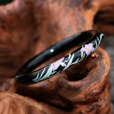 Matte Black Orchid Hand-Painted Artisan Lacquer Bangle