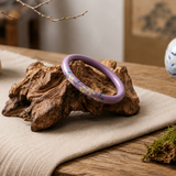 Purple Floral Hand-Painted Artisan Lacquer Solid Wood Core Bangle