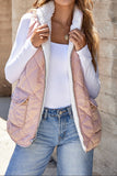 Pink Fleece Lined Quilted Vest Coats