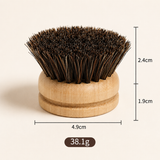Long Handle Wooden Pot Brush with Replaceable Head – Natural Bristle Dish Scrubber for Pots, Pans, Cookware & Kitchen Cleaning