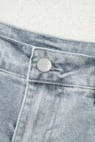 Dusk Blue Scalloped Hemline Acid Wash High Waist Denim Shorts