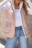 Pink Fleece Lined Quilted Vest Coats