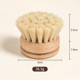 Long Handle Wooden Pot Brush with Replaceable Head – Natural Bristle Dish Scrubber for Pots, Pans, Cookware & Kitchen Cleaning