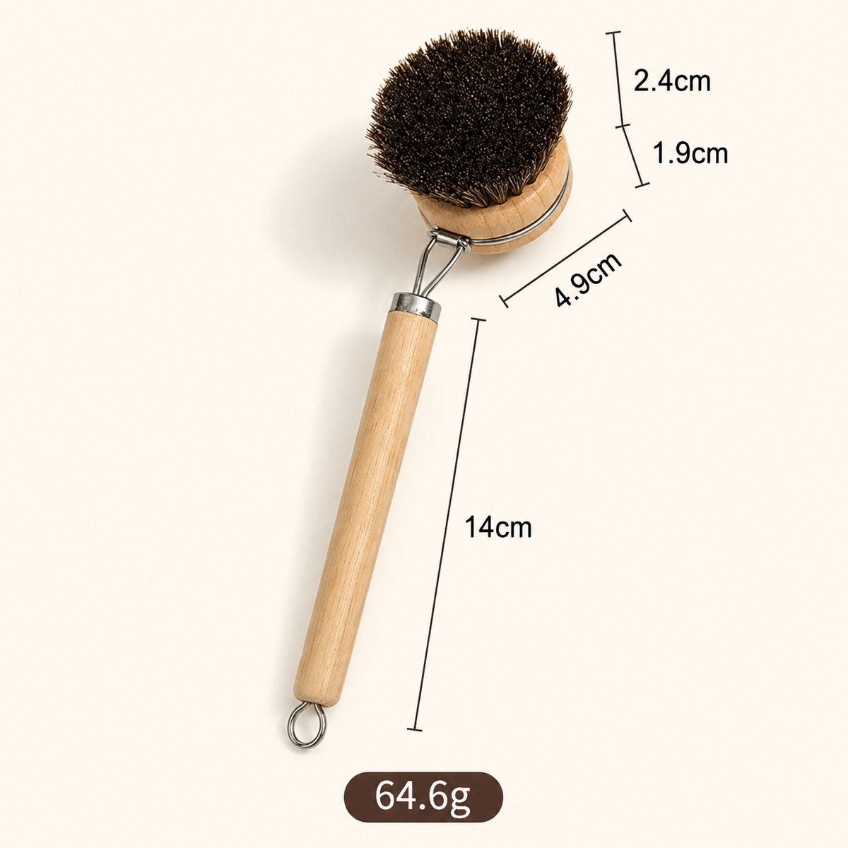 Long Handle Wooden Pot Brush with Replaceable Head – Natural Bristle Dish Scrubber for Pots, Pans, Cookware & Kitchen Cleaning