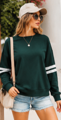 Striped Sleeve Oversized Sweatshirt | Casual Streetwear Pullover Vacation Layer